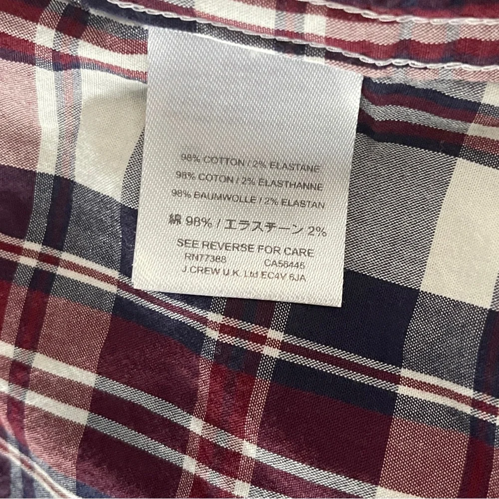 J. Crew Mercantile Plaid Cotton Button Down Shirt Maroon/ Blue / White‎